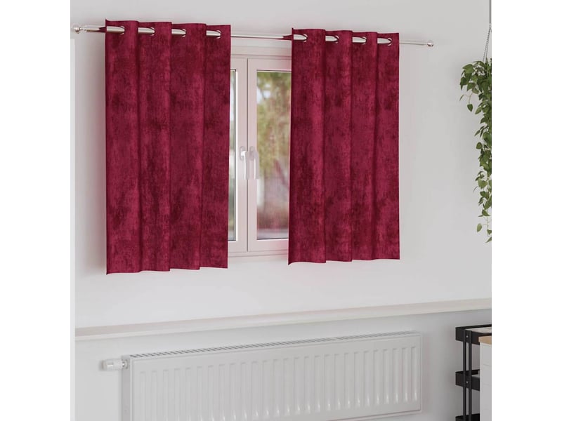  Lot de 2 rideaux en velours, rideaux de fenêtre bordeaux 140 x 140 cm velours cf44147  - Conforama B