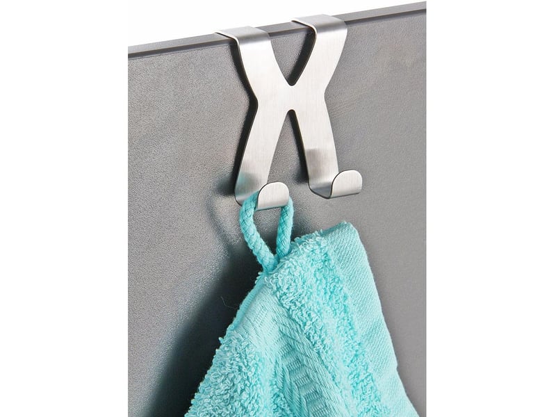  Crochet de porte, porte-manteau en acier inoxydable, patère pour (couleur: argent), quantité: 2 pièce, gris  - Conforama B