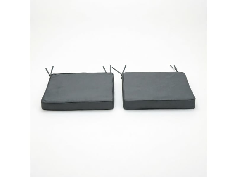 Coussins de jardin 45x45x5 cm – gris foncé – lot de 2, housses amovibles et liens de fixation, sans chaises - Conforama A