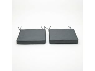 Coussins de jardin 45x45x5 cm – gris foncé – lot de 2, housses amovibles et liens de fixation, sans chaises