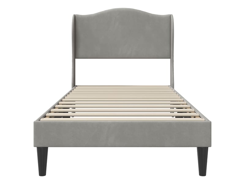 Lit simple- lit adulte - cadre de lit avec tête de lit gris clair 80 x 200 cm velours - Conforama C