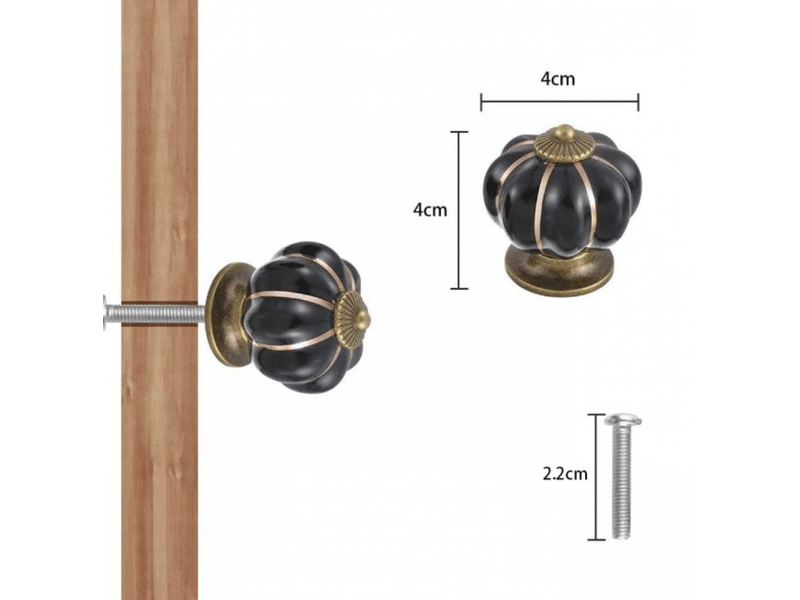  (noir) lot de 10 boutons de porte vintage en céramique en forme de citrouille, boutons de tiroir d'armoire simples  - Conforama D