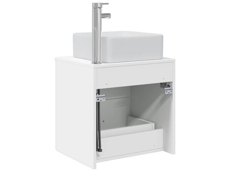Vanité de lavabo mural, meuble de rangement blanc 49.5x41x63 cm shl2873 - Conforama E