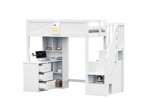 Lit mezzanine 90x200 cm <strong>HAVRYA</strong>  <strong></strong> coloris blanc