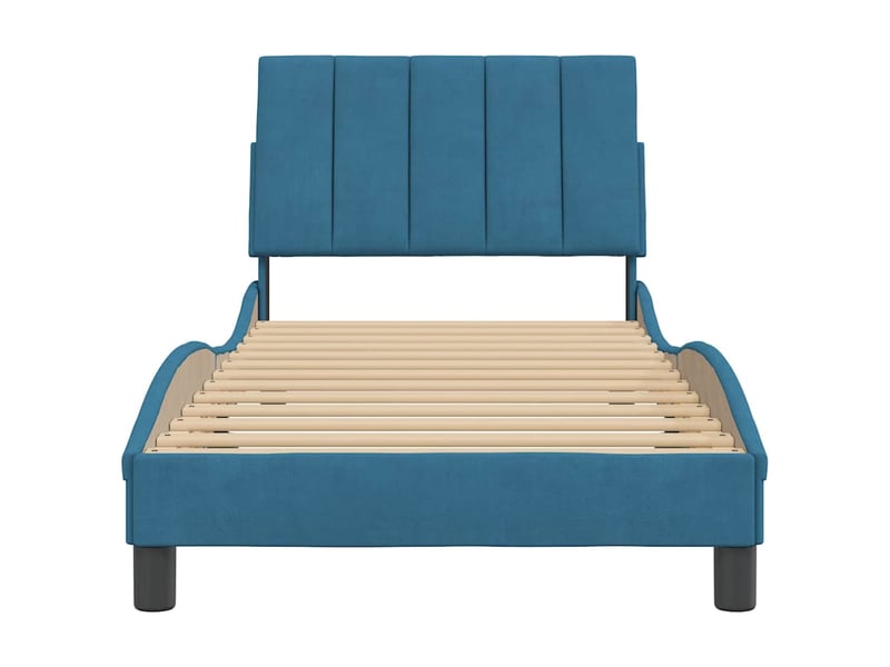  Lit simple- lit adulte -  cadre de lit sans matelas hanko bleu 80x200 cm velours  - Conforama D