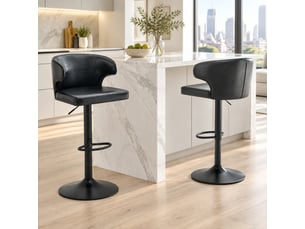 tabouret de bar assise réglable en hauteur <strong>STILVORA</strong> - noir hauteur d'assise 85 cm vendu Par paire
