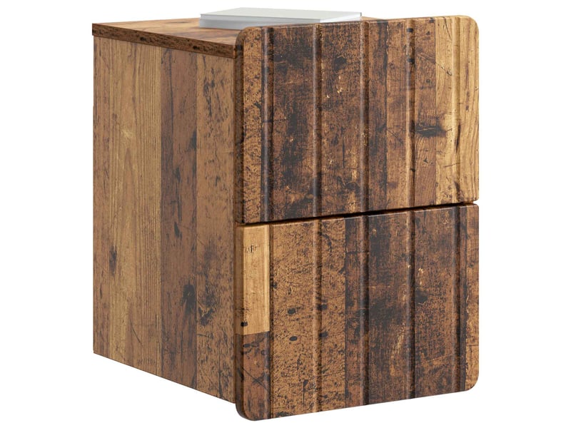 Table de chevet mural 2 pièces bois ancien 33 x 34,5 x 43 cm - Conforama A