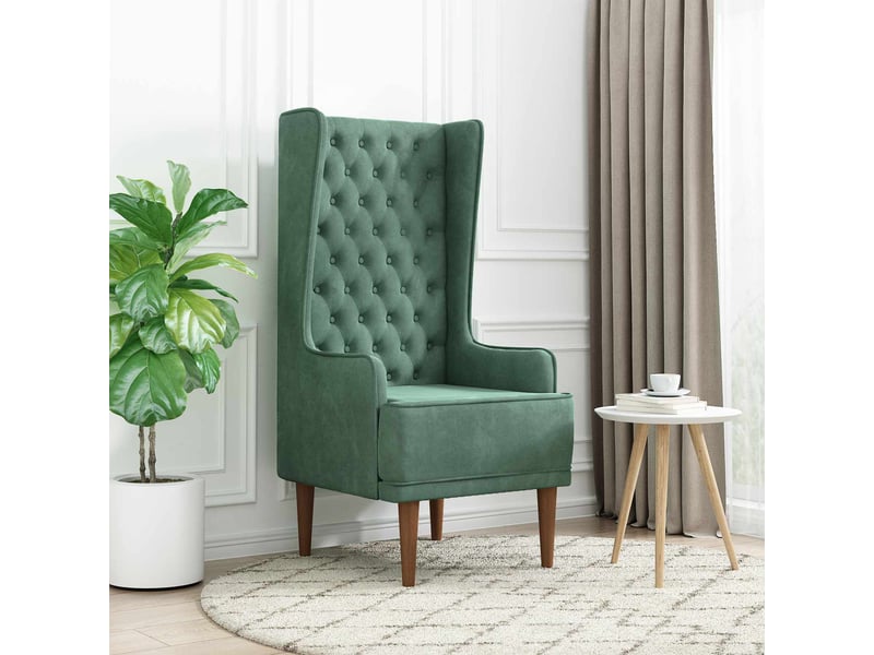  Vidaxl chaise à dossier haut avec boutons capitonnés vert mer velours  - Conforama B