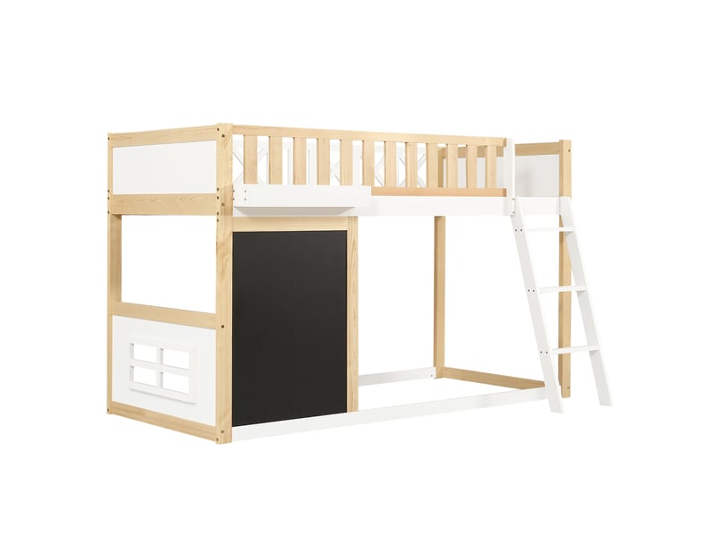  Lit mezzanine 90x200 cm avec rangement et garde-corps, pin et mdf  - Conforama W