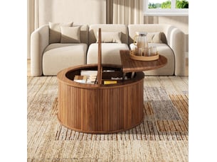 Table basse rond(e) coloris bois foncé <strong>MODENUIT </strong> <strong></strong> - 88 cmx88 cm