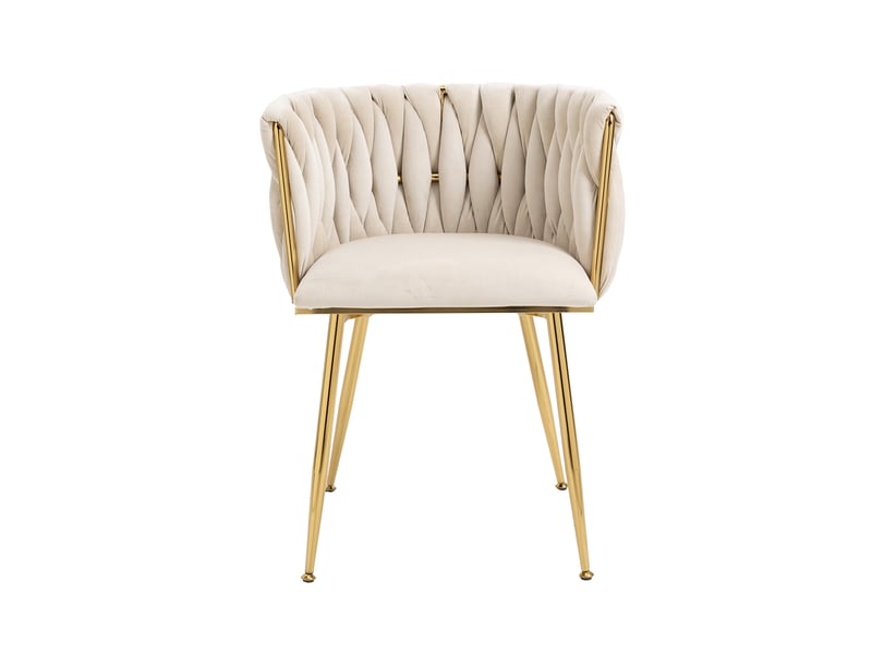  Lot de 2 chaises velours avec pieds dorés assise rembourrée confortable salon bureau  - Conforama A