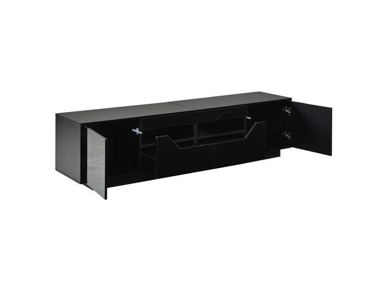  Meuble tv 2 tiroirs 2 portes éclairage led façade brillante noir 180 x 40 x 45 cm N625P309518519S - Conforama B