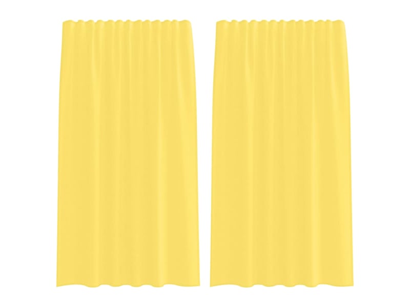  Lot de 2 rideaux en voile, voilages avec passe-tringles jaune cf44468  - Conforama A