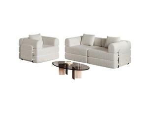 Canapé modulable 274x91,4x69,8cm, accoudoir avec rangement, canapé de salon, structure en métal, tissu chenille, kaki
