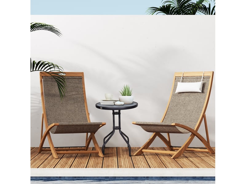  Table de jardin ronde ø60xh70cm en métal avec verre de sécurité, idéale pour balcon et terrasse  - Conforama B