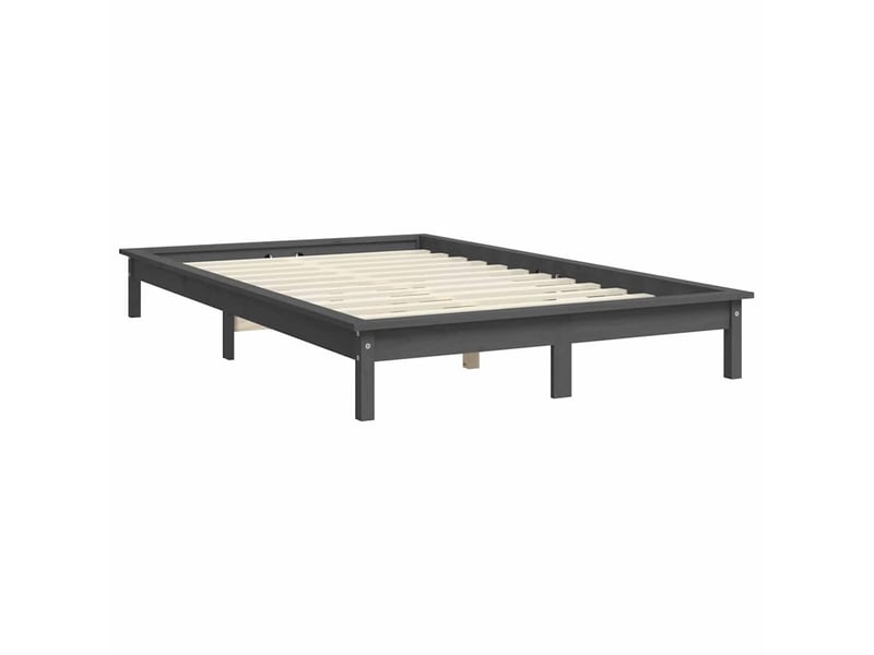  Lit double- lit adulte -  cadre de lit sans matelas gris bois de pin massif  - Conforama C