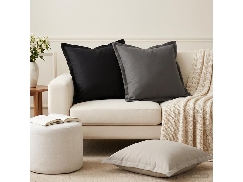  Lot de 12 housses de coussin houten anthracite 45 x 45 cm polyester cf48999  - Conforama B