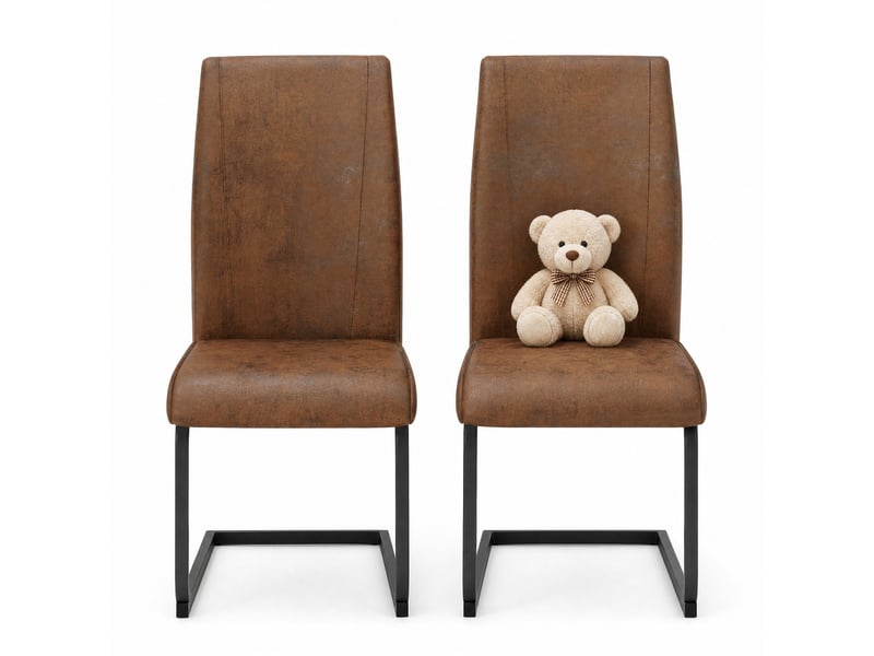  Lot de 2 chaises de salle à manger,43x44,5x99 cm,tissu et métal noir,marron  - Conforama A