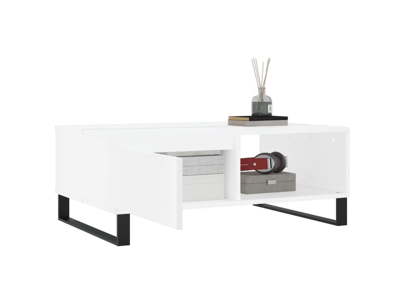 Table basse rectangulaire | table de salon blanc 90x60x35 cm bois d'ingénierie shl8997  - Conforama D