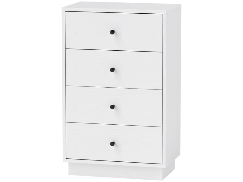  Commode à 4 tiroirs avec protection anti-basculement - lpospi - poignées noires, bois blanc 47 × 29 × 75 cm  - Conforama A