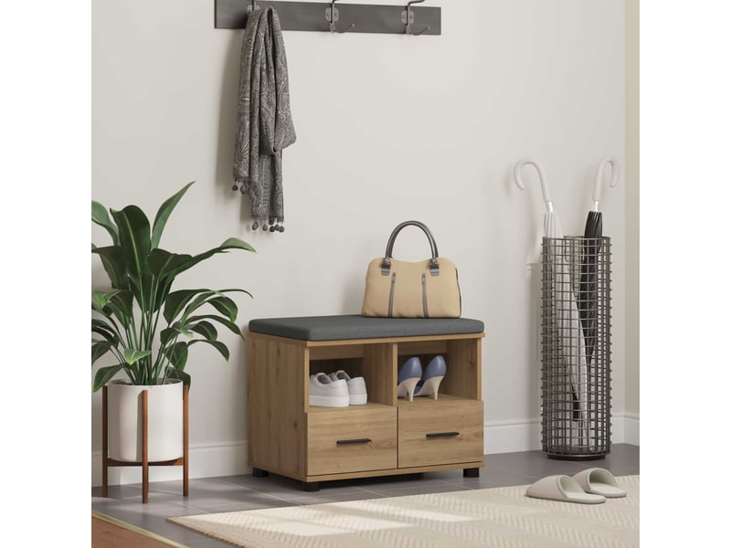  Banc d'entrée, banc interieur chêne artisanal 60x38x46 cm shl13683  - Conforama B