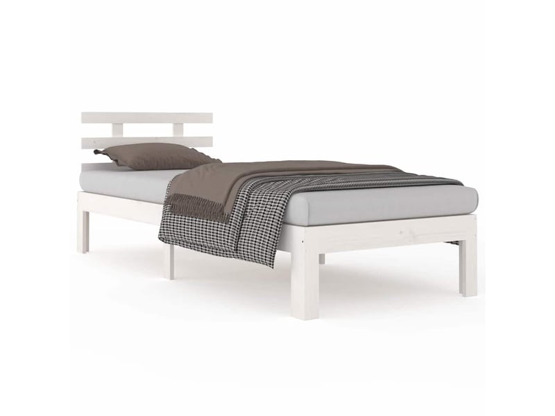  Lit simple- lit adulte -  cadre de lit sans matelas blanc bois massif 100x200 cm  - Conforama A