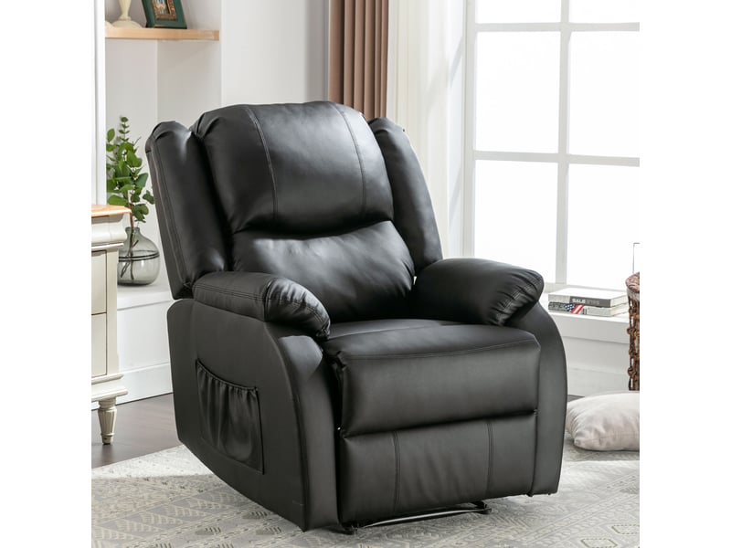  Fauteuil relax manuel 80x90x100 cm inclinable avec repose-pieds noir  - Conforama B