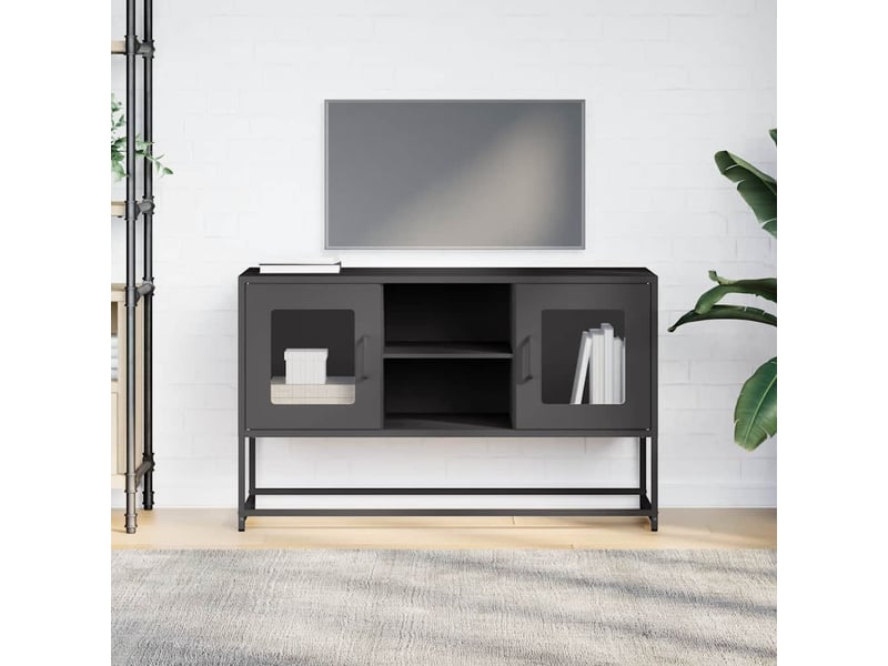  Meuble tv - banc tv - meuble de rangement noir 100,5x39x60,5 cm acier  - Conforama C