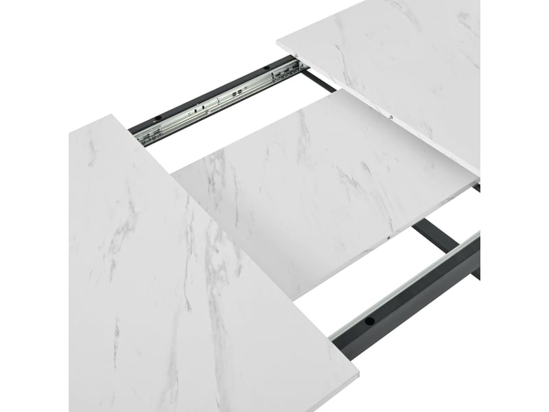  Table à manger extensible rectangle avec pieds réglables en métal noir，140180x80x75cm，blanc table blanc - Conforama D