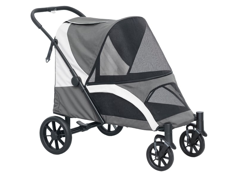  Poussette pour enfent 124x67x100 cm – gris foncé – pliable, roues amovibles, jusqu'à 30 kg  - Conforama A