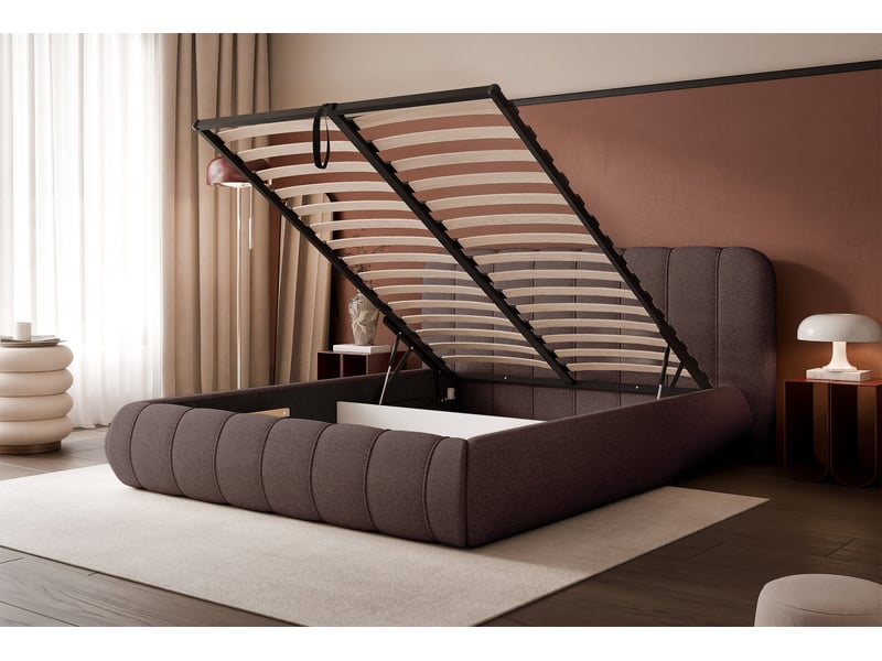  Selsey malunna - lit rembourré - 160x200 cm - chenille marron Malunna - Conforama D