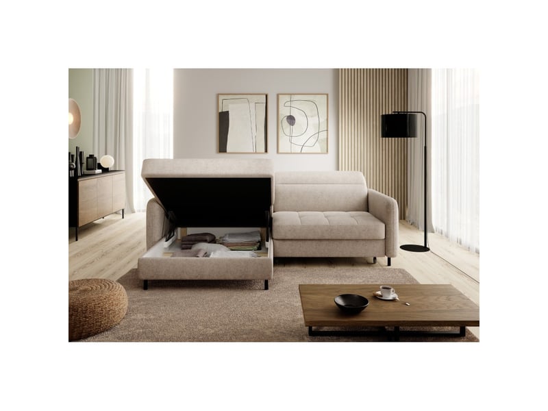  Canapé d'angle collection goumsi coloris beige chiné  - Conforama D