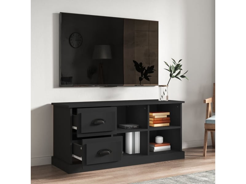  Meuble tv - banc tv - meuble de rangement noir 102x35,5x47,5 cm bois d'ingénierie  - Conforama C