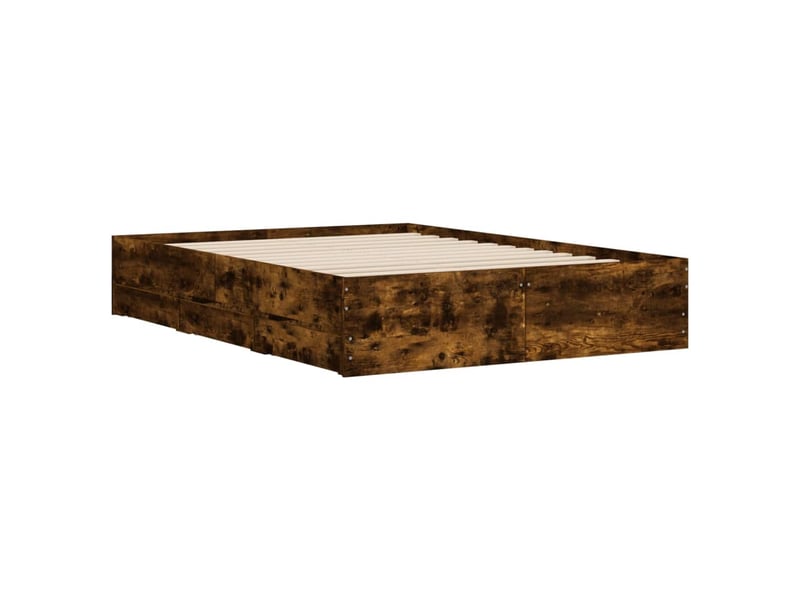  Lit double- lit adulte -  cadre de lit avec tiroirs sans matelas chêne fumé 135x190 cm  - Conforama C