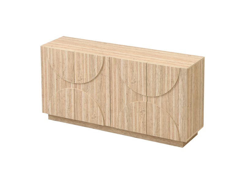 Buffet avec étagères réglables et portes à ressort pour salle à manger 160×40×80 cm naturel - Conforama D