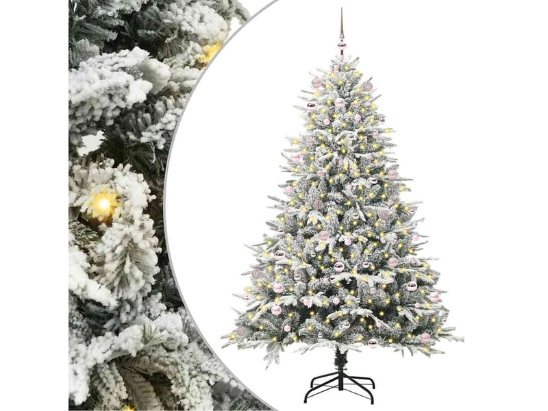 Sapin de noël, arbre de noël artificiel pré-éclairé avec ensemble de boules cf61640 - Conforama A