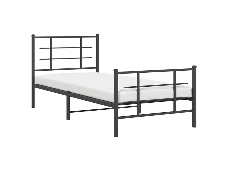  Lit simple- lit adulte -  cadre de lit métal sans matelas avec pied de lit noir 90x200 cm  - Conforama C