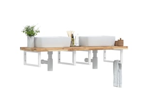 Étagère de vasque | étagère murale acier et bois massif d'acacia shl451