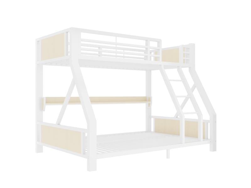  Lit superposé en métal 90x200+140x200 cm - avec éclairage led - avec échelle de sécurité - blanc (matelas non inclus)  - Conforama W