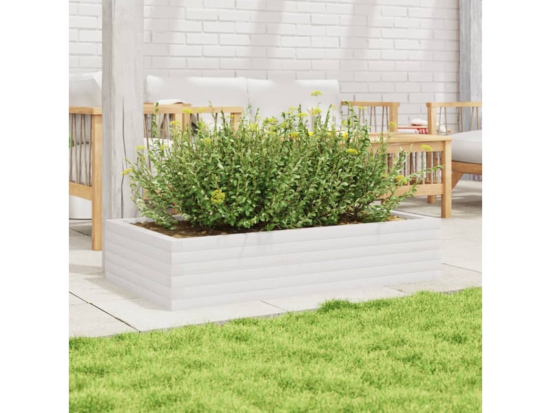  Jardinière - bac à fleurs blanc 110x60x23 cm bois de pin massif  - Conforama C