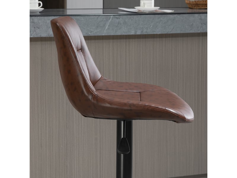  Tabourets de bar pivotants réglables avec dossier en simili cuir marron – 2 pièces, cuisine et bar  - Conforama D