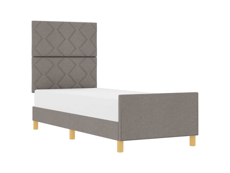  Lit simple- lit adulte -  cadre de lit avec tête de lit taupe 80 x 200 cm tissu  - Conforama A