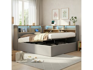 Lit banquette 140x190 cm <strong>WISHDOR</strong>  <strong></strong> coloris gris