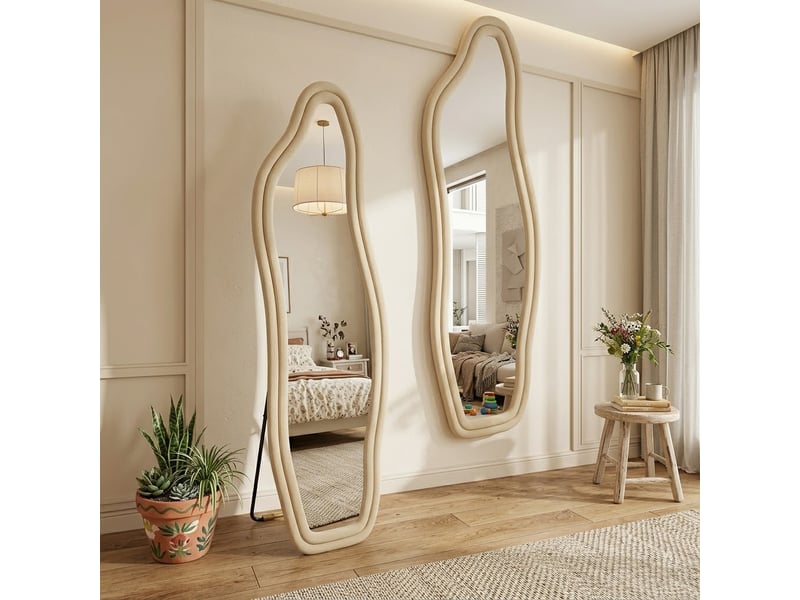 Miroir pleine longueur 180×80cm, grand miroir sur pied et mural, pour dressing et chambre, doré - Conforama B