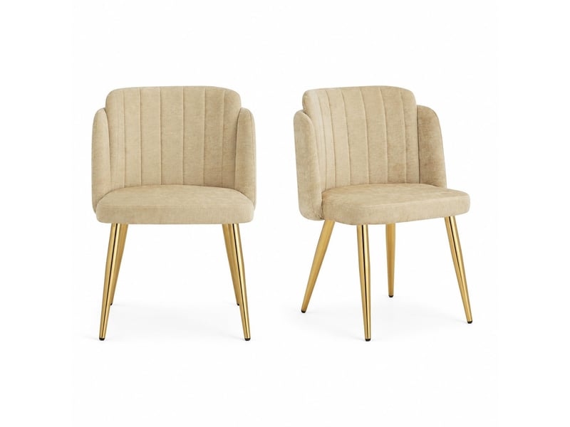  Lot de 2 chaises salle à manger 58,5x62x78 cm, rembourrées, dossier incurvé, patins réglables,  polyester marron  - Conforama A