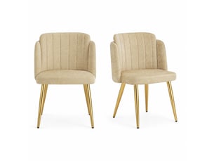Lot de 2 chaises salle à manger 58,5x62x78 cm, rembourrées, dossier incurvé, patins réglables,  polyester marron