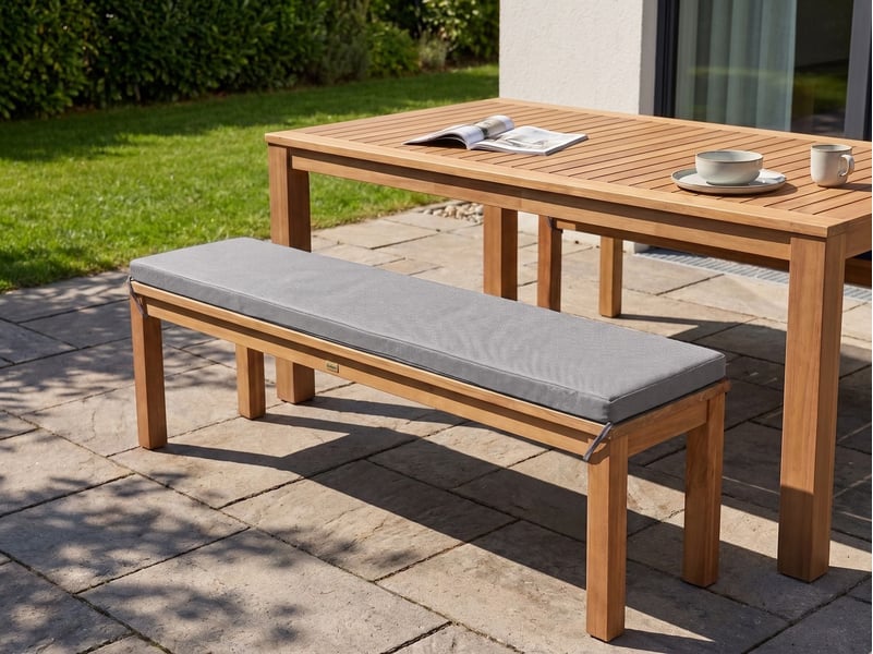 Banc avec coussin d'assise monsano 170 cm bois d'eucalyptus gris - Conforama B