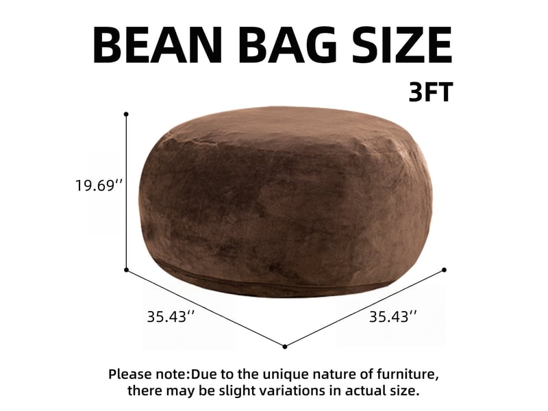  Fauteuil poire modenvie pliable 90 x 90 x 50 cm en mousse marron  - Conforama C
