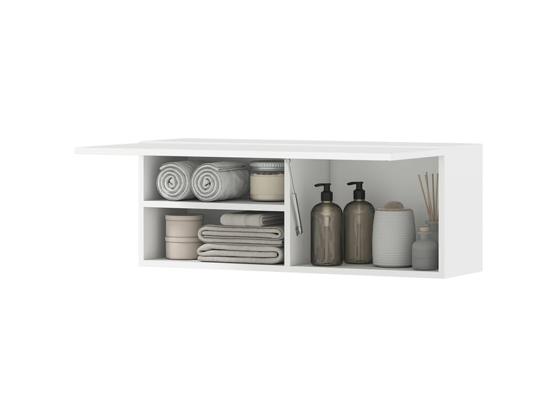  Meuble haut de salle de bain mural porte relevable blanc 80 x 25 x 30 cm  - Conforama B