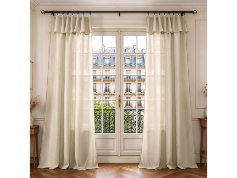 Lot de 2 voilages ajustables + 8 anneaux pince 140 x 270 cm evasion polyester effet lin - Conforama A